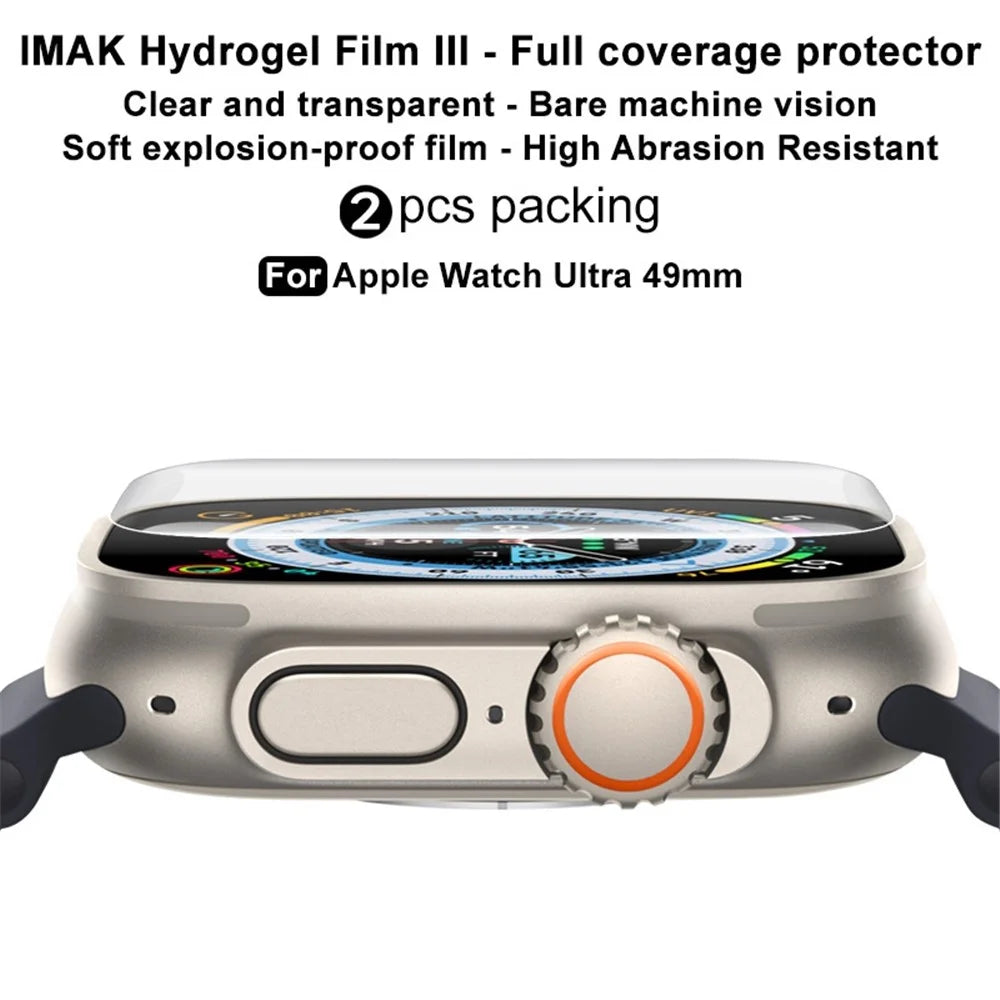 IMAK 2Pcs / Set Hydrogel Film III for Apple Watch Ultra 3 / Ultra 2 / Ultra 49mm, Full Coverage Curved Screen Protector Anti-scratch TPU Watch Screen Film - 5