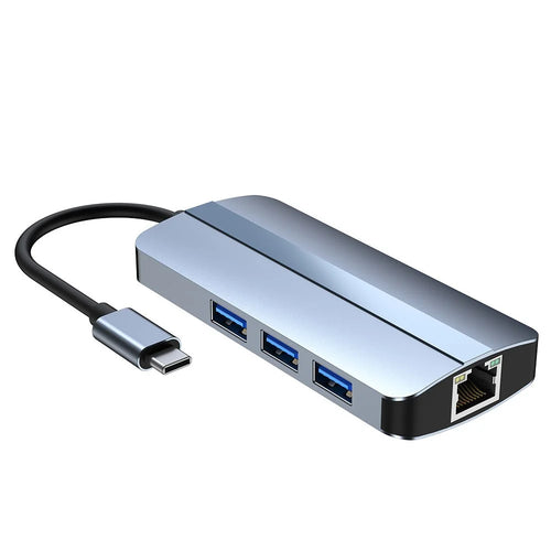 Multi-Port USB 3.0 Hub Adapter 6 in 1 USB3.0 Extender Type-C Docking Station with 3 x USB 3.0 - 1