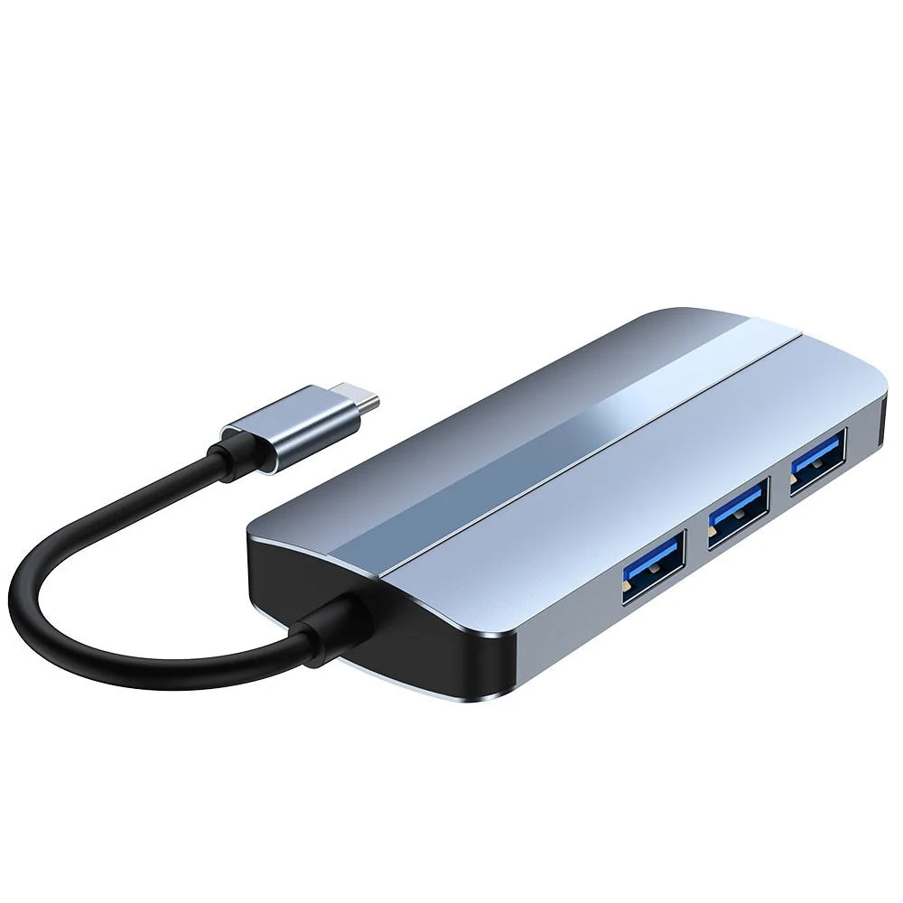 Multi-Port USB 3.0 Hub Adapter 6 in 1 USB3.0 Extender Type-C Docking Station with 3 x USB 3.0 - 4