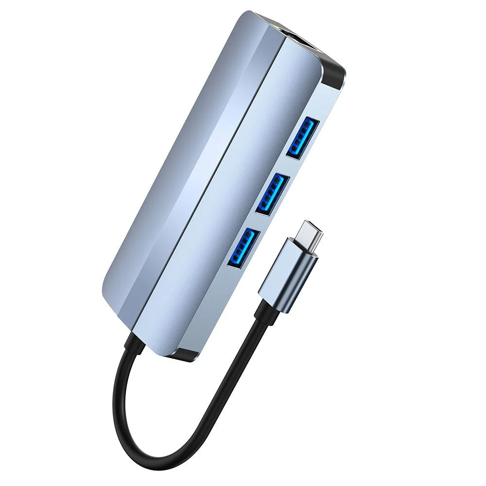 Multi-Port USB 3.0 Hub Adapter 6 in 1 USB3.0 Extender Type-C Docking Station with 3 x USB 3.0 - 7