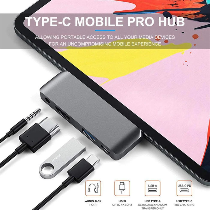 4 in 1 USB C Hub Aluminum Alloy USB C Docking Station Multiport Adapter for iPad Pro - 7