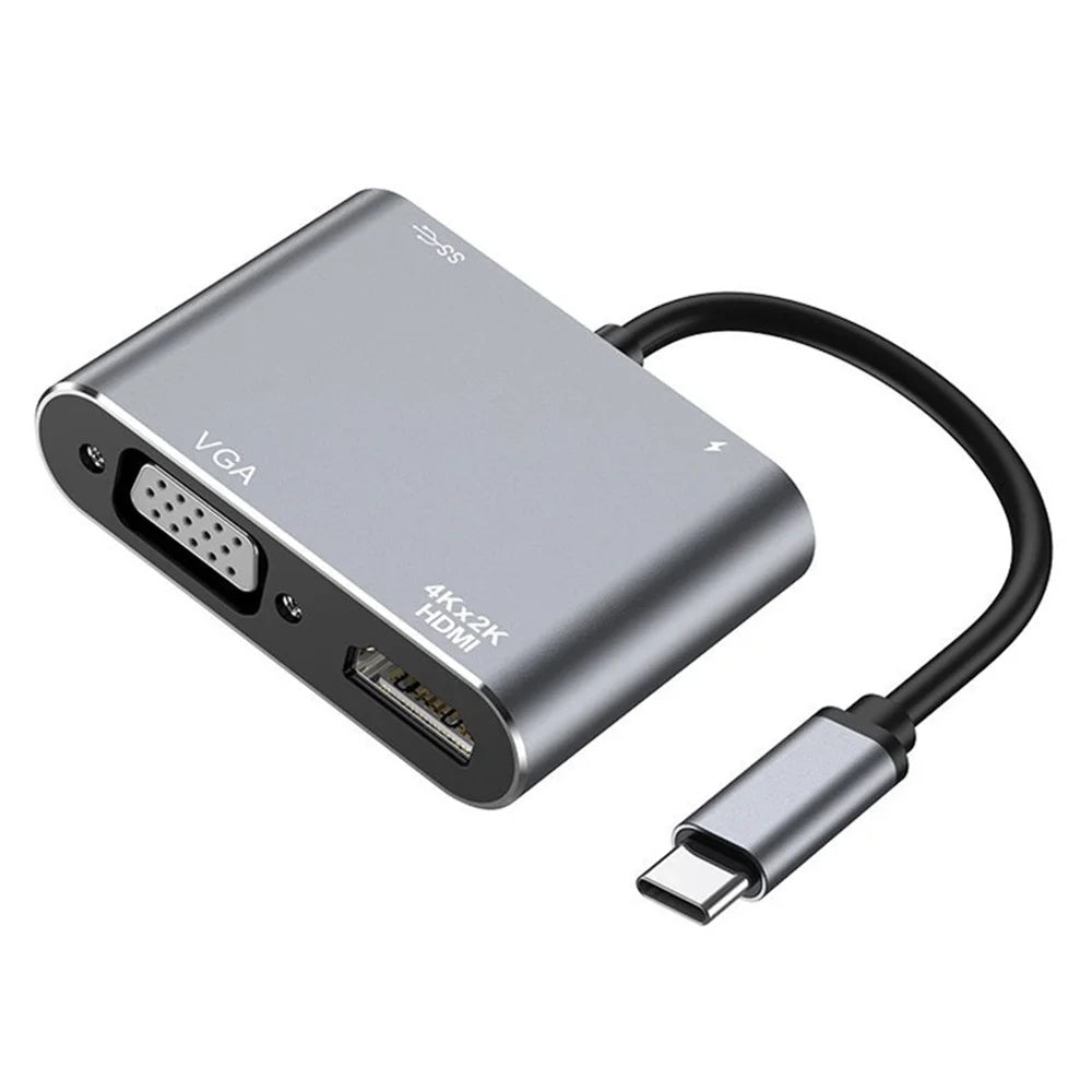 4-in-1 Type-C Docking Station Portable USB-C Hub Adapter Type-C Splitter to USB 3.0+HD+VGA+USB-C - 1