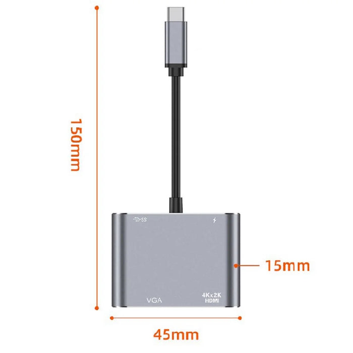 4-in-1 Type-C Docking Station Portable USB-C Hub Adapter Type-C Splitter to USB 3.0+HD+VGA+USB-C - 7