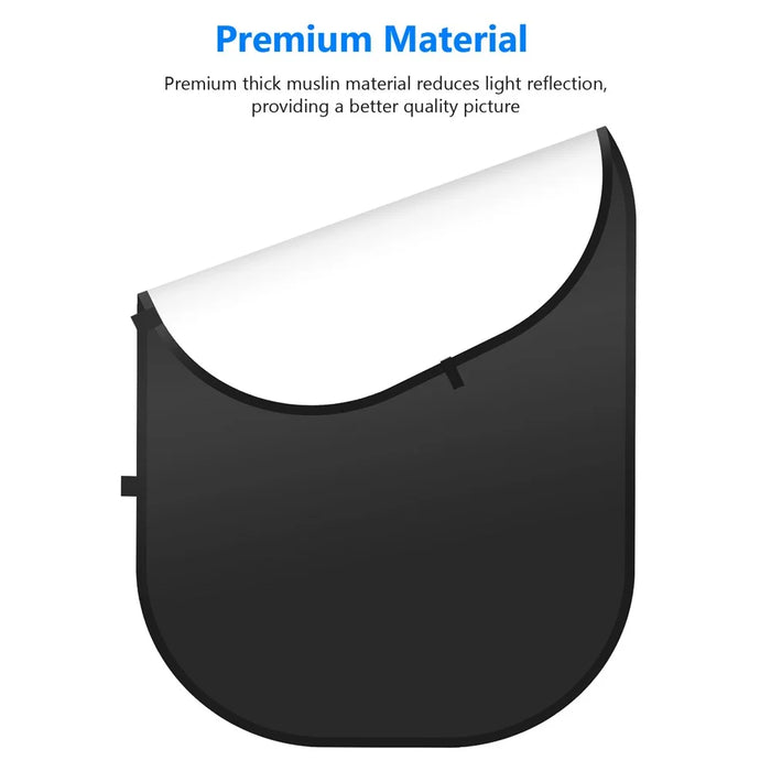 NEEWER NW-506 150x200cm Oval Photography Backdrop Screen Double-sided Photography Background - Black / White - 2