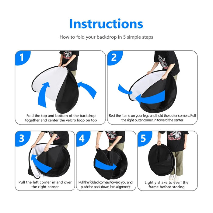 NEEWER NW-506 150x200cm Oval Photography Backdrop Screen Double-sided Photography Background - Black / White - 4