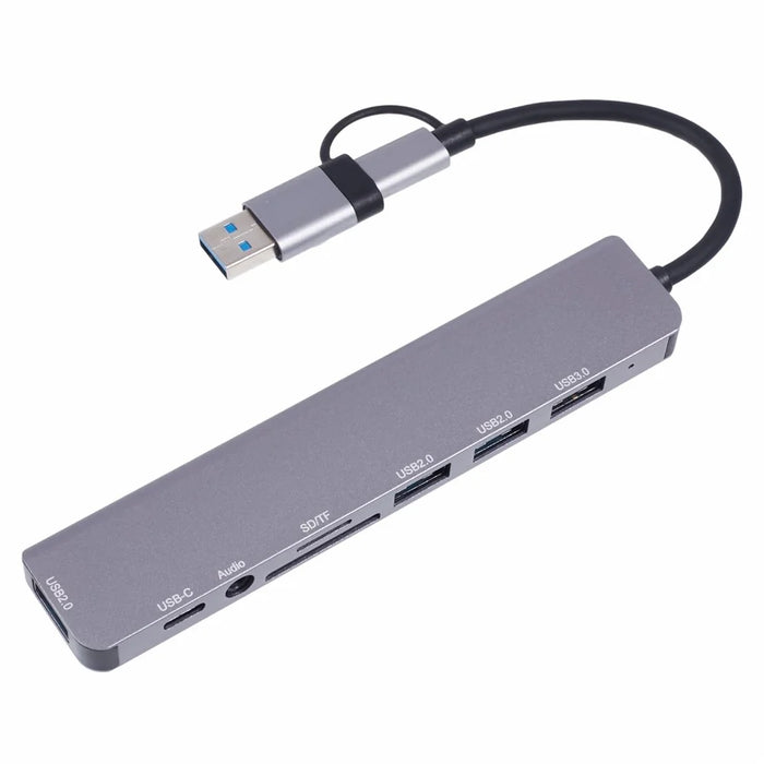 2218TU 8 in 1 USB Hub Adapter USB / Type-C to USB3.0 + 3 USB 2.0 + USB-C + SD / TF + 3.5mm Docking Station - 3