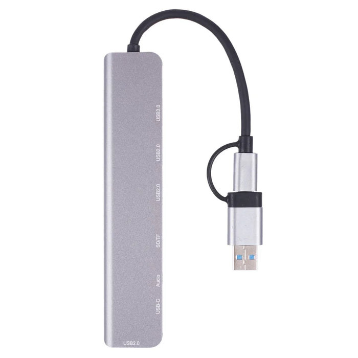 2218TU 8 in 1 USB Hub Adapter USB / Type-C to USB3.0 + 3 USB 2.0 + USB-C + SD / TF + 3.5mm Docking Station - 5
