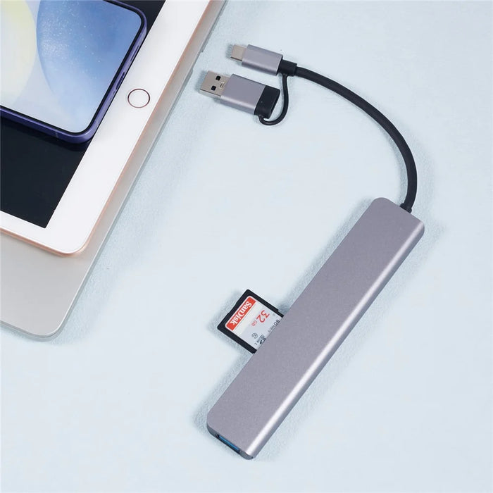 2218TU 8 in 1 USB Hub Adapter USB / Type-C to USB3.0 + 3 USB 2.0 + USB-C + SD / TF + 3.5mm Docking Station - 7