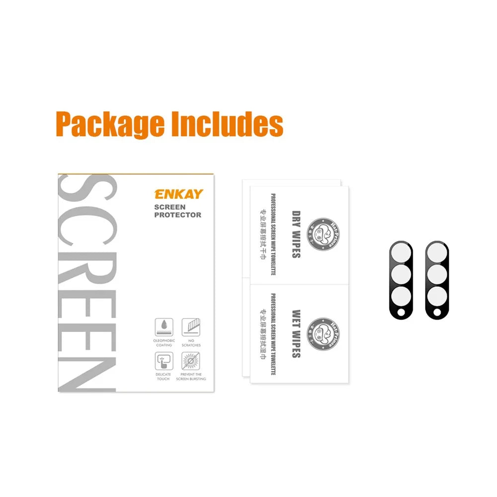 ENKAY HAT PRINCE 2Pcs Clear Lens Fim for Samsung Galaxy A24 4G (162.1 x 77.6 x 8.3mm) Tempered Glass Camera Lens Protector - Black - 5