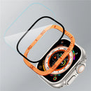 For Apple Watch Ultra 3 / Ultra 2 / Ultra 49mm Tempered Glass Screen Protector Numbers Marker Metal Frame with Built-in Clear Film - Orange - 2
