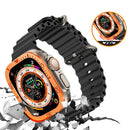 For Apple Watch Ultra 3 / Ultra 2 / Ultra 49mm Tempered Glass Screen Protector Numbers Marker Metal Frame with Built-in Clear Film - Orange - 3