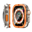 For Apple Watch Ultra 3 / Ultra 2 / Ultra 49mm Tempered Glass Screen Protector Numbers Marker Metal Frame with Built-in Clear Film - Orange - 4