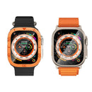 For Apple Watch Ultra 3 / Ultra 2 / Ultra 49mm Tempered Glass Screen Protector Numbers Marker Metal Frame with Built-in Clear Film - Orange - 5