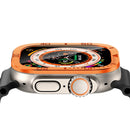 For Apple Watch Ultra 3 / Ultra 2 / Ultra 49mm Tempered Glass Screen Protector Numbers Marker Metal Frame with Built-in Clear Film - Orange - 6