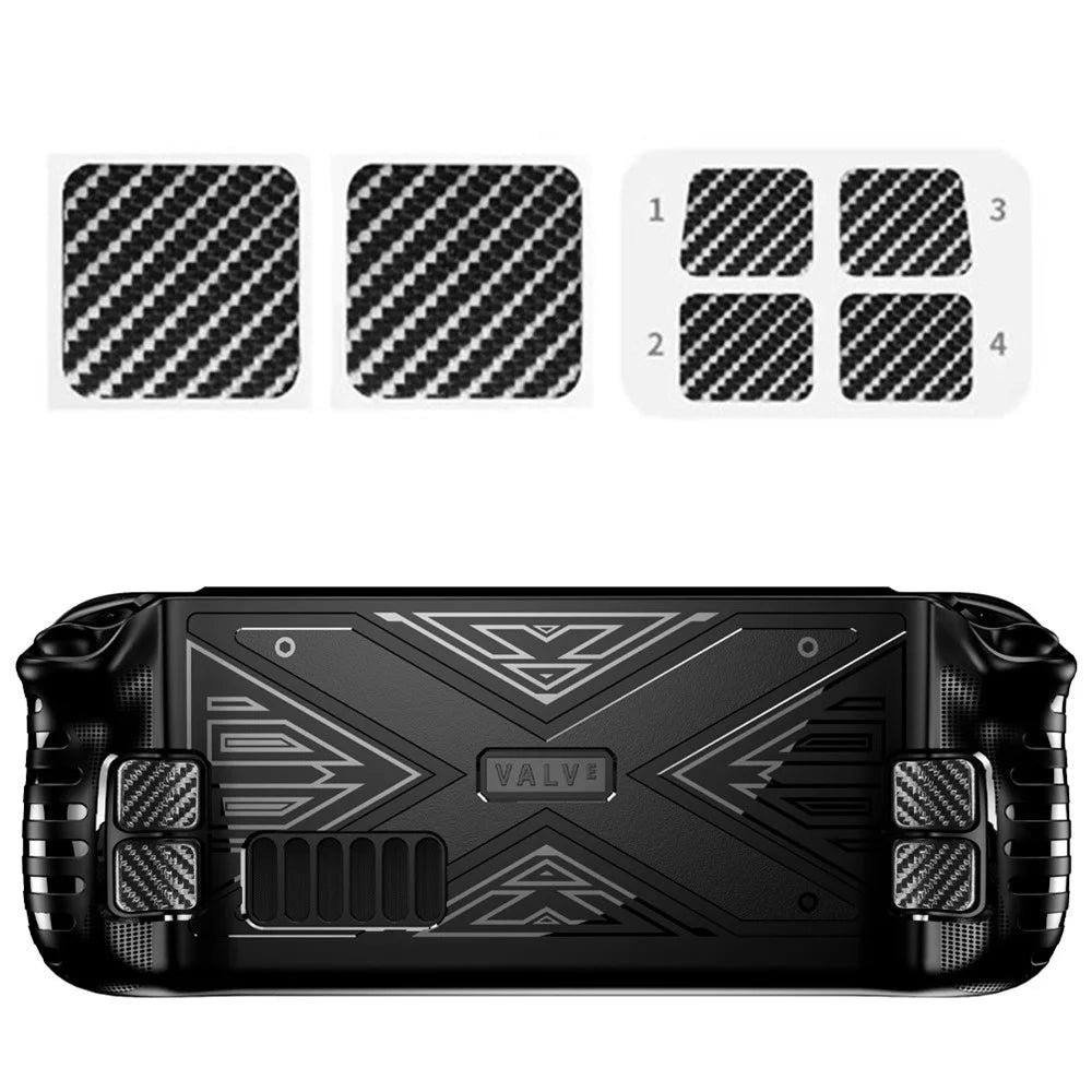 6Pcs / Set For Steam Deck Game Console Carbon Fiber Pattern PVC Decal Protective Sticker - 1