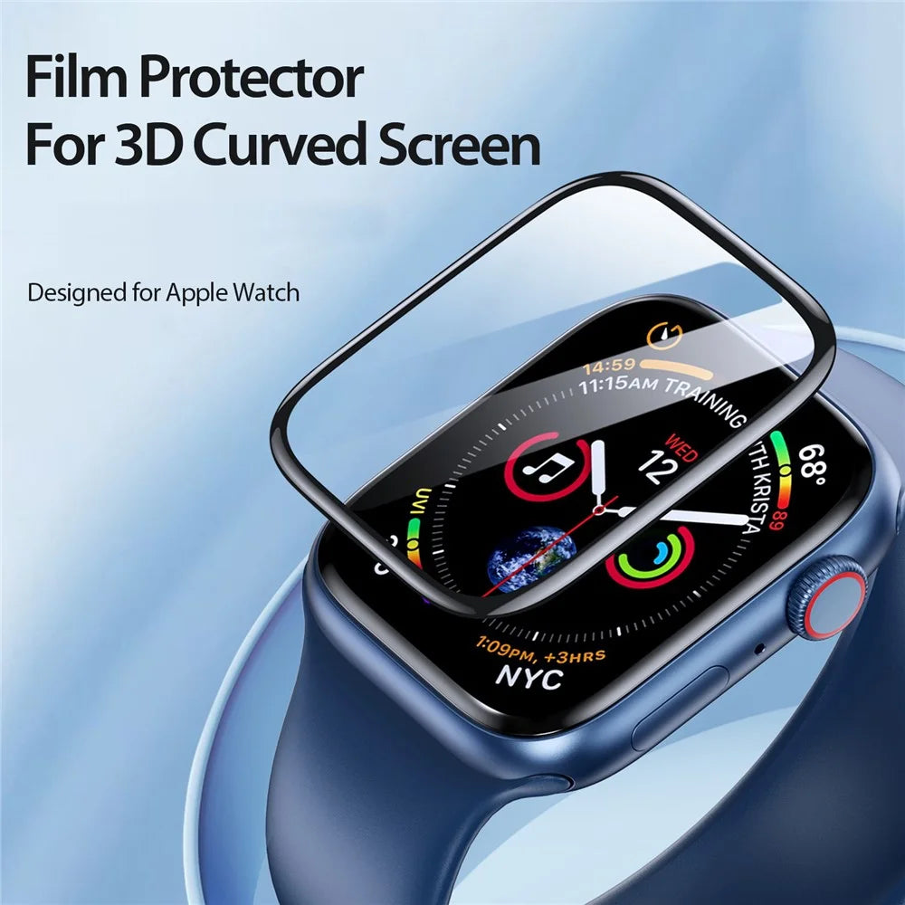 DUX DUCIS 2Pcs Hydrogel Screen Protector for Apple Watch Series 9 8 7 45mm , TPE+PMMA Anti-Scratch 3D Curved Edge Watch Film - 3