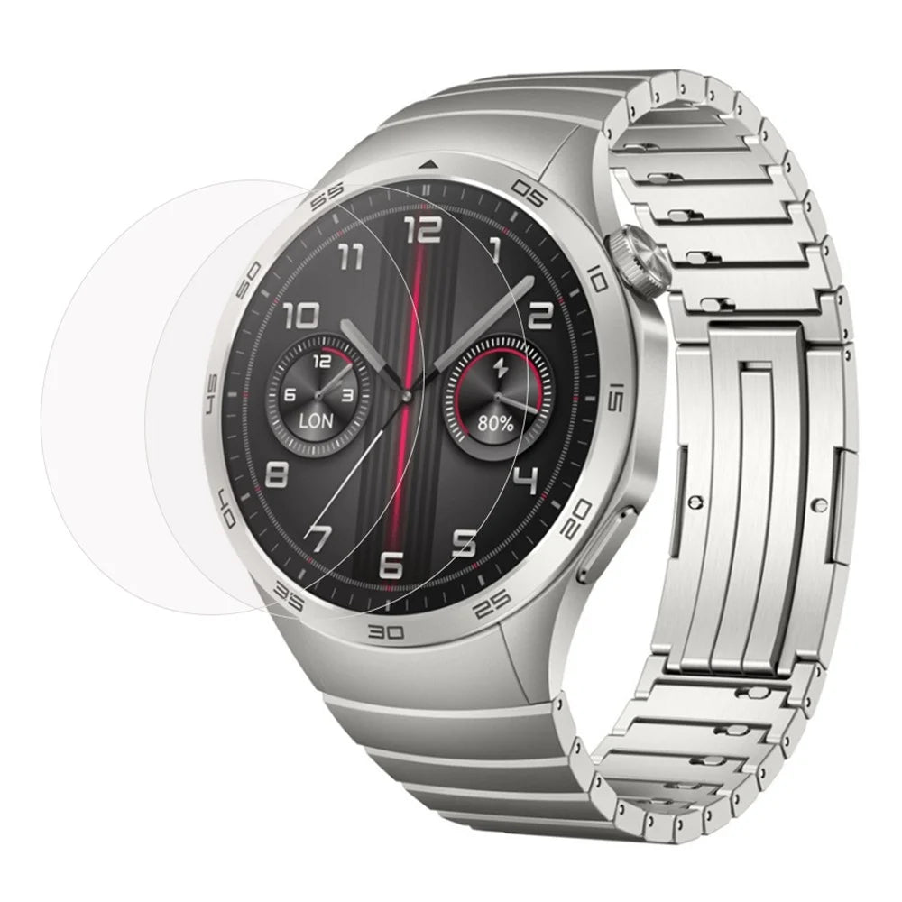 2Pcs Tempered Glass Film for Huawei Watch GT 4 46mm , Clear 2.5D Arc Edge Watch Screen Protector - 1