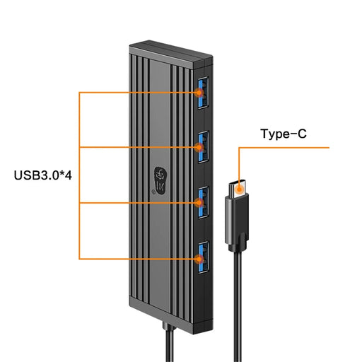 KAWAU H305C-15cm Type-C to 4xUSB Ports Extension Dock Station 5Gbps High Speed Data Transfer USB-C Hub - 2