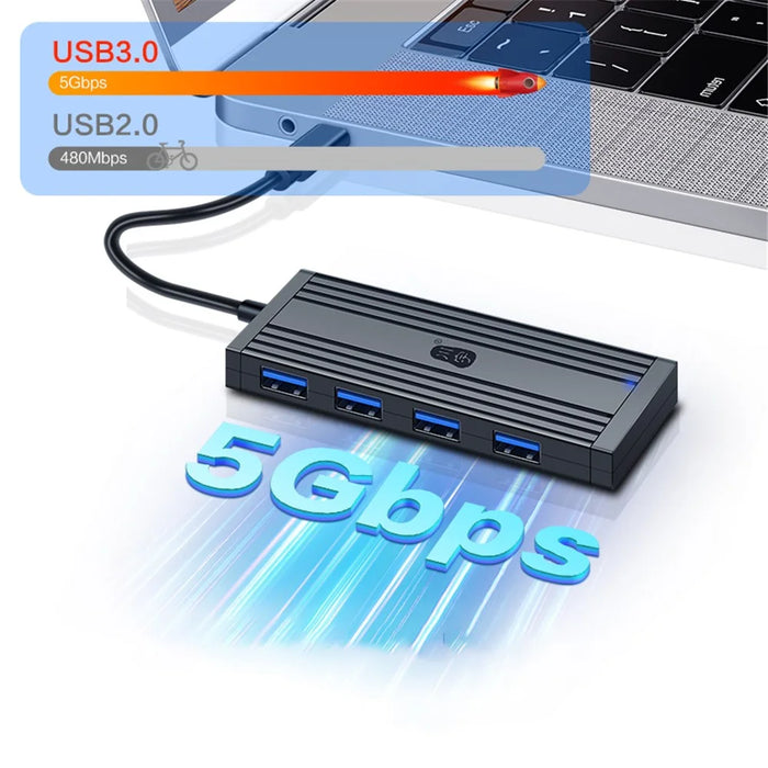 KAWAU H305C-15cm Type-C to 4xUSB Ports Extension Dock Station 5Gbps High Speed Data Transfer USB-C Hub - 3