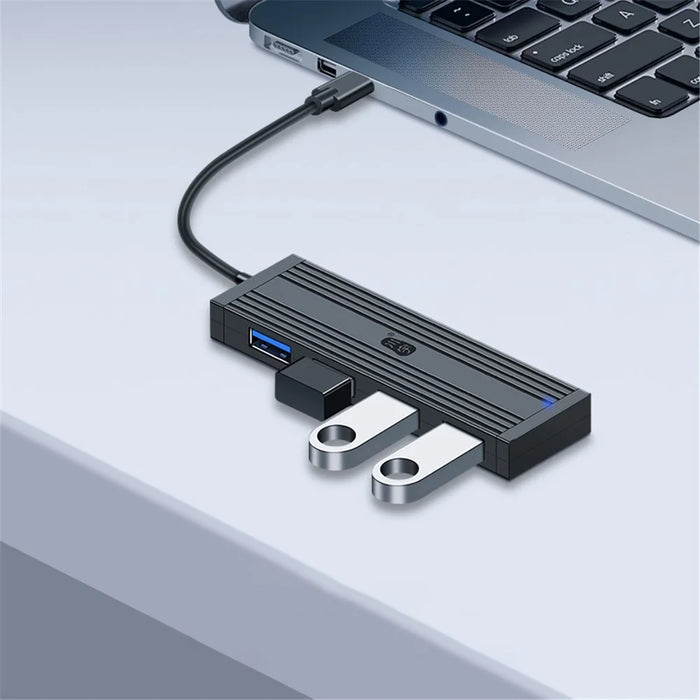 KAWAU H305C-15cm Type-C to 4xUSB Ports Extension Dock Station 5Gbps High Speed Data Transfer USB-C Hub - 4