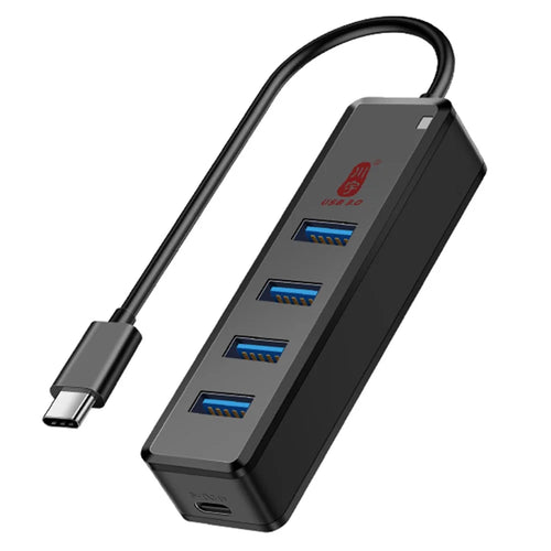 KAWAU H302C 15cm High-Speed Type-C Hub Adapter 4 USB3.0 Docking Station with Female Type-C Port - 1