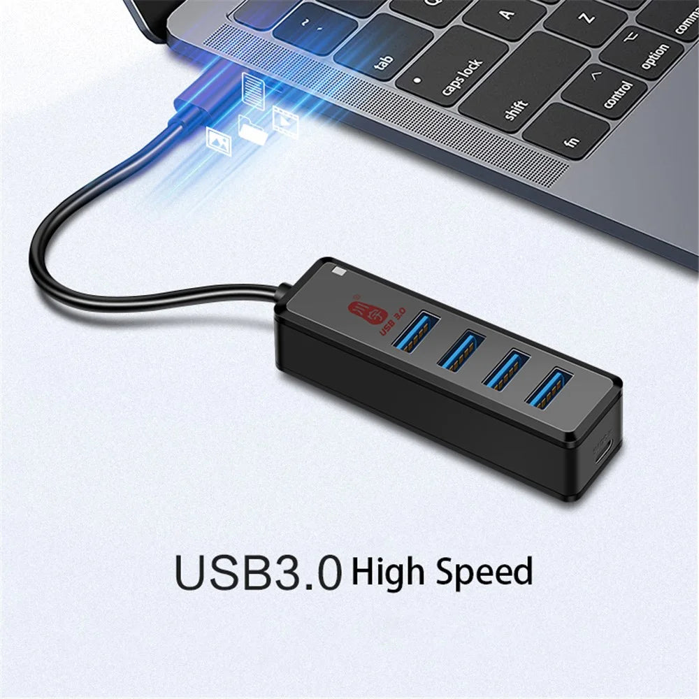 KAWAU H302C 15cm High-Speed Type-C Hub Adapter 4 USB3.0 Docking Station with Female Type-C Port - 2