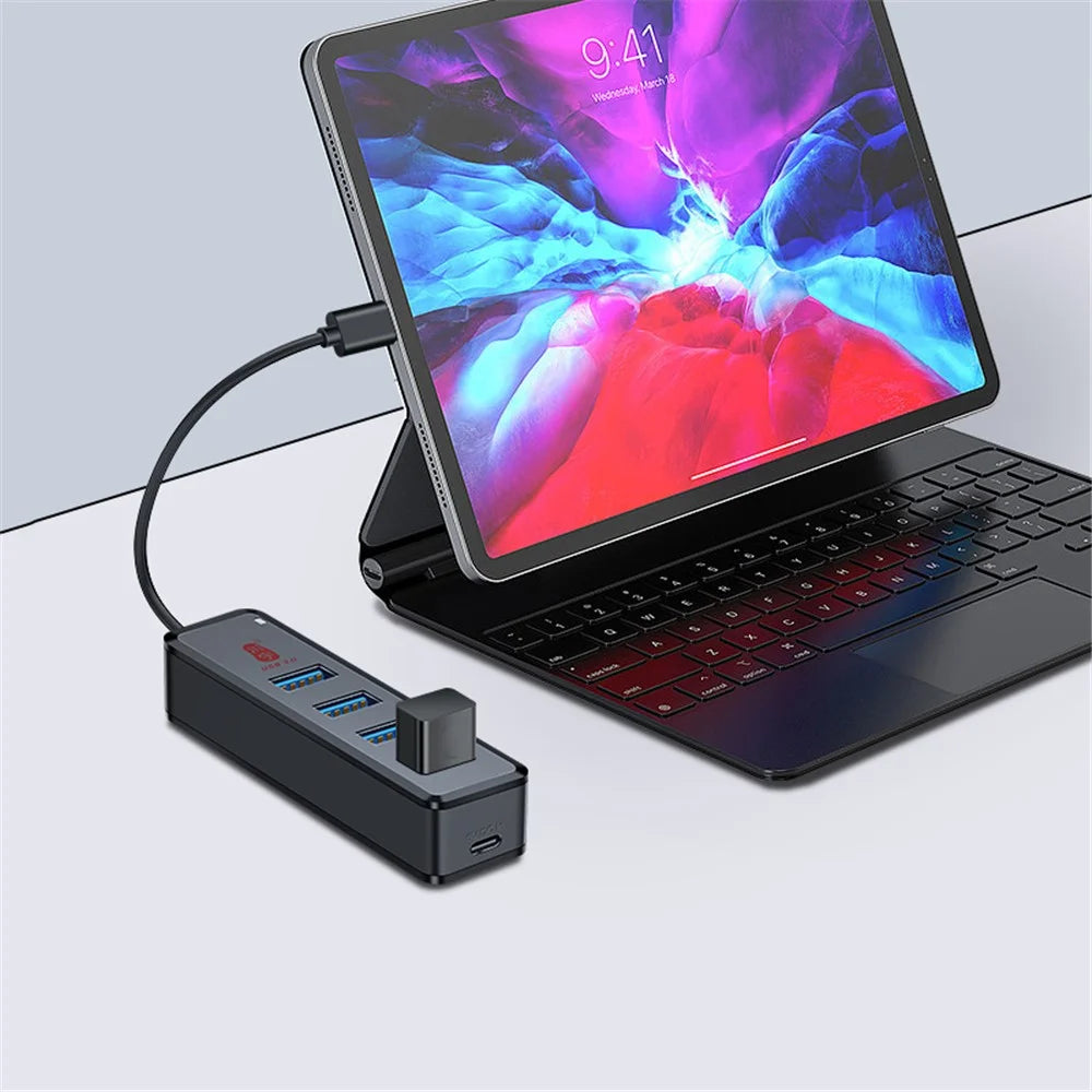 KAWAU H302C 15cm High-Speed Type-C Hub Adapter 4 USB3.0 Docking Station with Female Type-C Port - 4