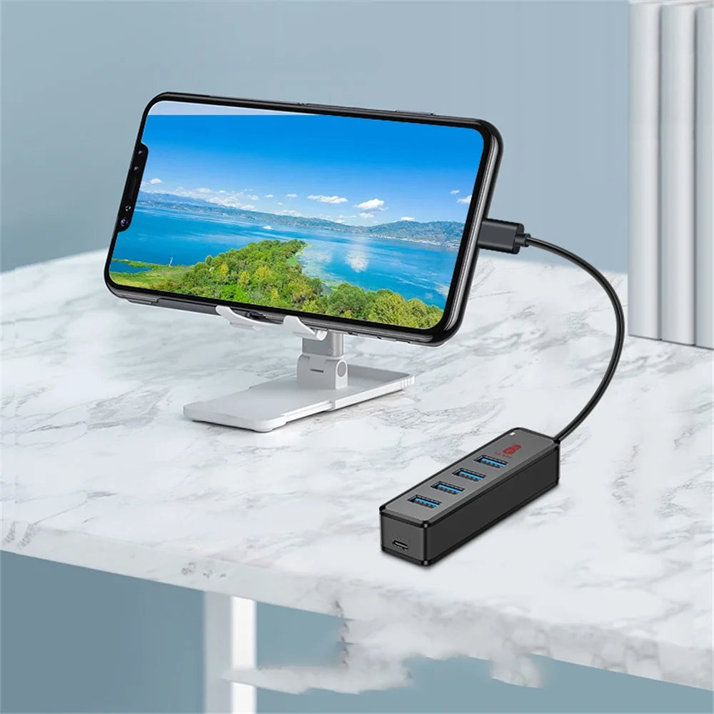 KAWAU H302C 15cm High-Speed Type-C Hub Adapter 4 USB3.0 Docking Station with Female Type-C Port - 5