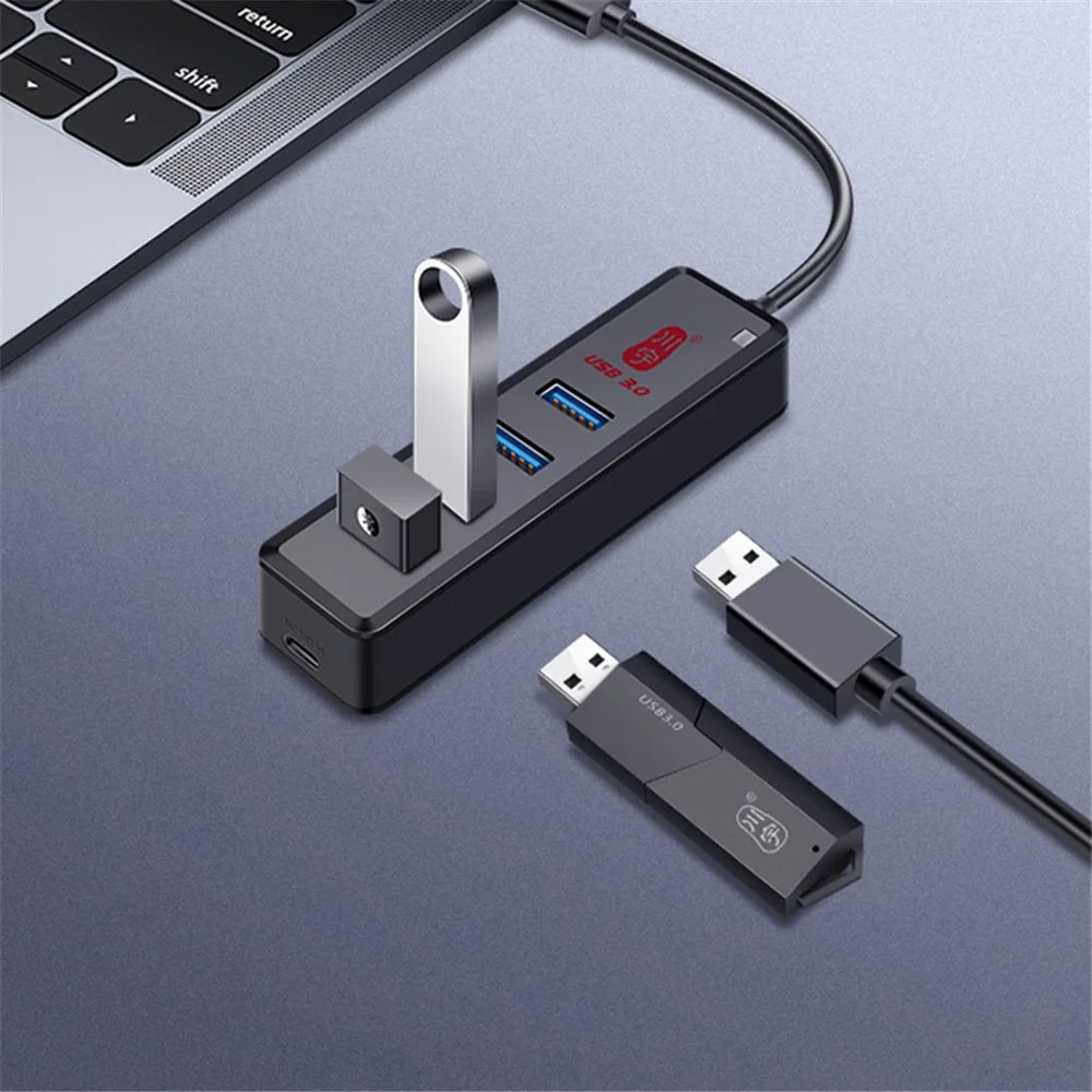 KAWAU H302C 15cm High-Speed Type-C Hub Adapter 4 USB3.0 Docking Station with Female Type-C Port - 7