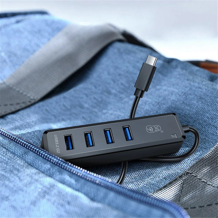KAWAU H302pro 30cm USB-C Docking Station 10Gbps High-Speed 4 USB3.2 G2 Hub Adapter with Type-C Charging Port - 4