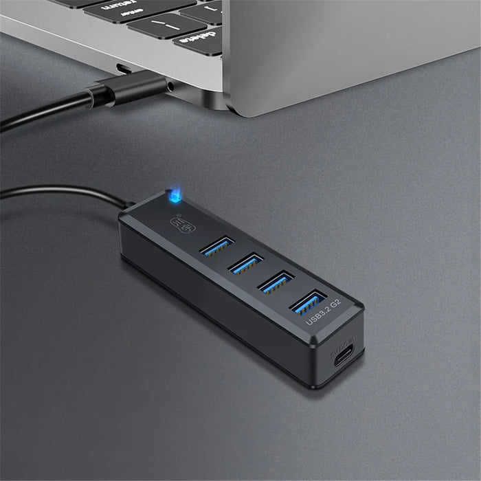 KAWAU H302pro 30cm USB-C Docking Station 10Gbps High-Speed 4 USB3.2 G2 Hub Adapter with Type-C Charging Port - 5