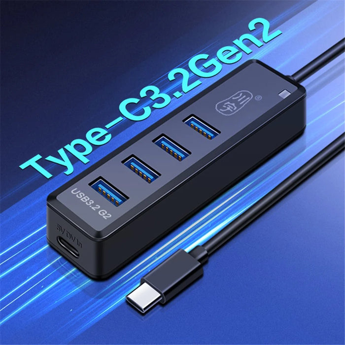 KAWAU H302pro 30cm USB-C Docking Station 10Gbps High-Speed 4 USB3.2 G2 Hub Adapter with Type-C Charging Port - 6