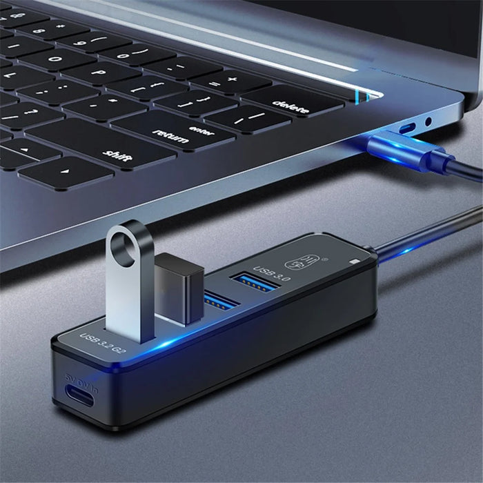 KAWAU H302pro 30cm USB-C Docking Station 10Gbps High-Speed 4 USB3.2 G2 Hub Adapter with Type-C Charging Port - 7