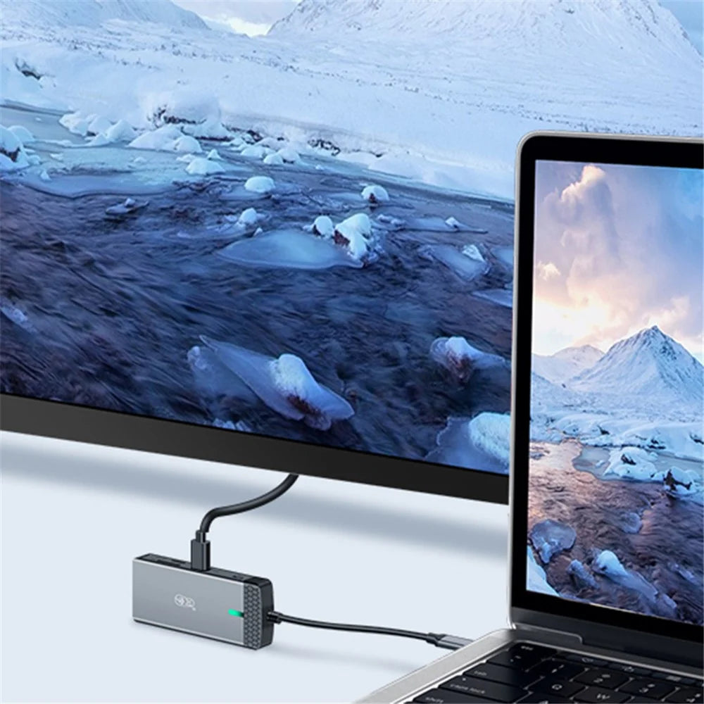 KAWAU H352 15cm Type-C Hub Adapter USB-C Docking Station with HD+2 USB3.0+Type-C+PD3.0+SD / TF Ports - 4