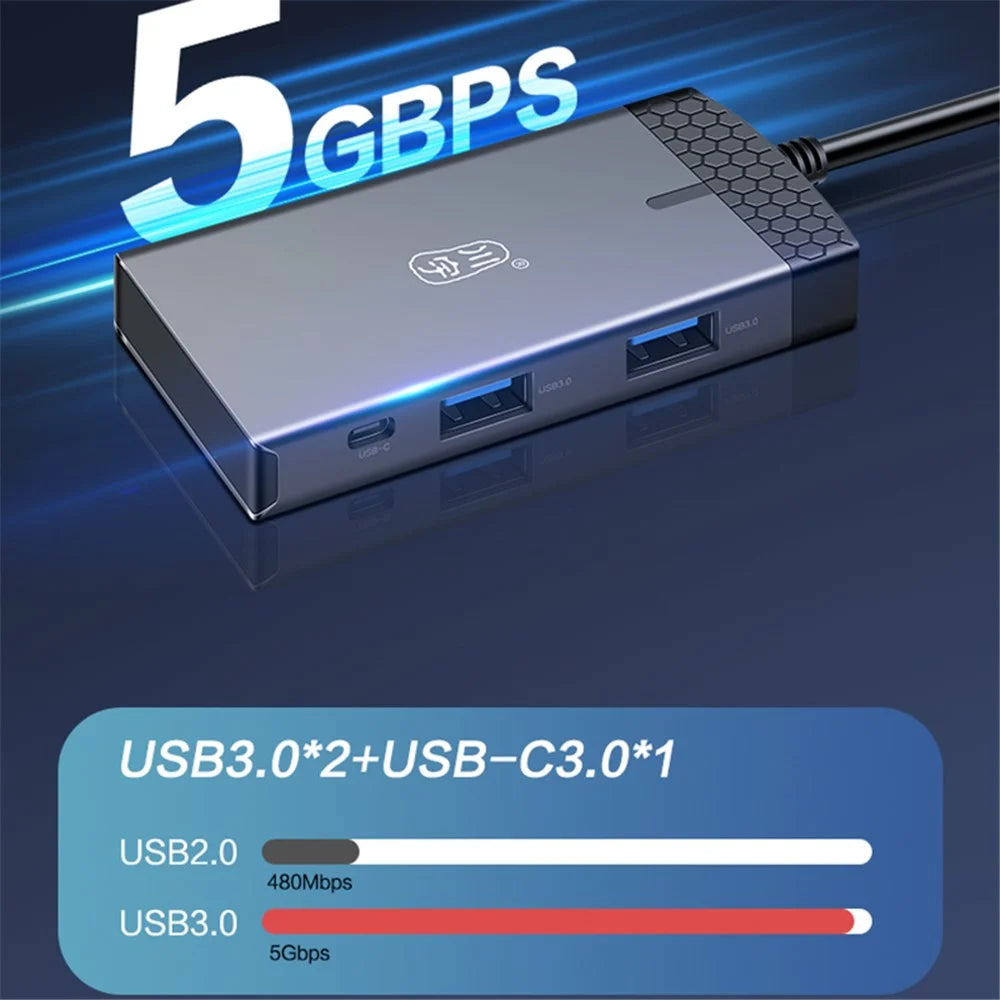KAWAU H352 15cm Type-C Hub Adapter USB-C Docking Station with HD+2 USB3.0+Type-C+PD3.0+SD / TF Ports - 6