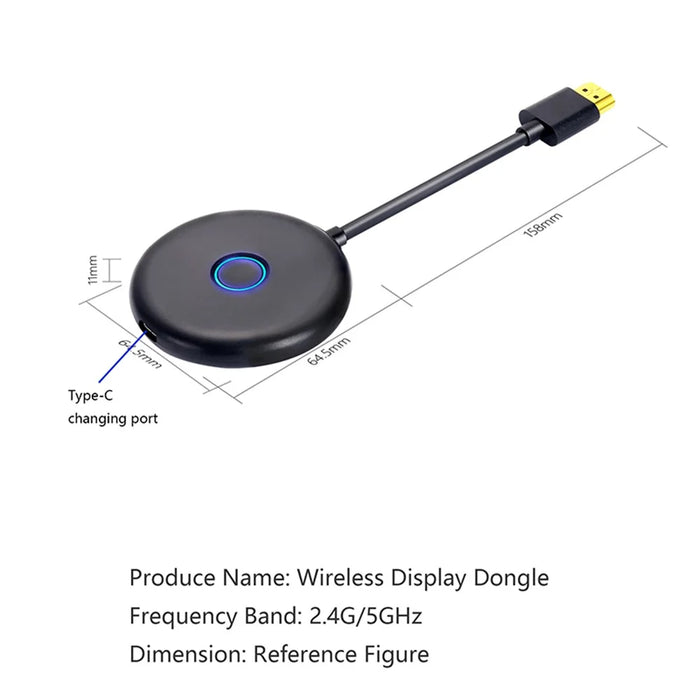 E89BK 2.4G / 5G Dual Band WiFi Wireless Horizontal / Vertical Screen Mirroring Adapter 4K HD Display Dongle - 6