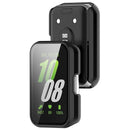 For Samsung Galaxy Fit3 (SM-R390) Case with Tempered Glass Screen Protector Full Coverage Hard PC Watch Cover - Glossy Black - 7