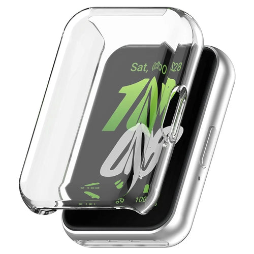 For Samsung Galaxy Fit3 Watch Frame Case Electroplating Fully Wrapped TPU Watch Cover - Transparent - 1