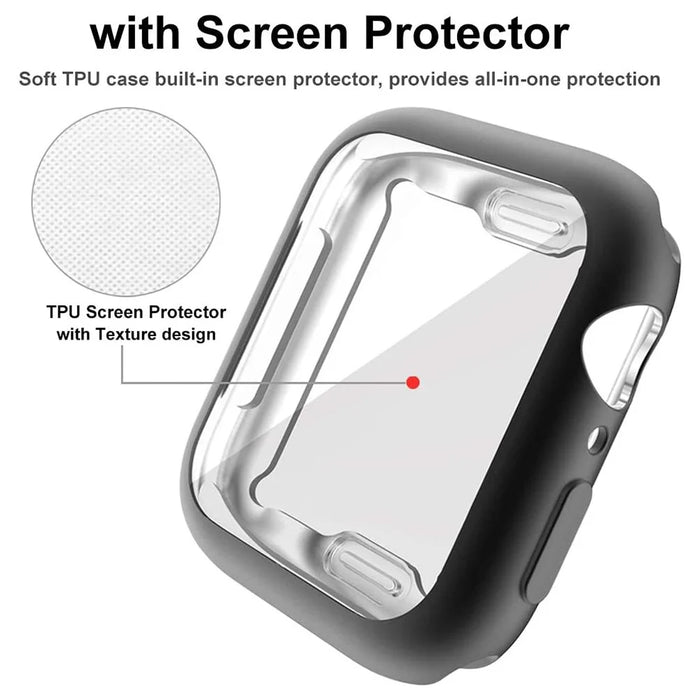 For Apple Watch SE3 / SE2 / SE1 /  6 / 5 / 4 40mm Case Cover Electroplated Soft TPU Case with Screen Protector - Black - 2