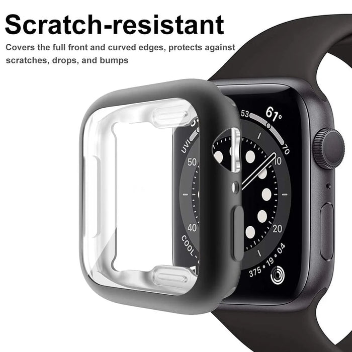For Apple Watch SE3 / SE2 / SE1 /  6 / 5 / 4 44mm Soft TPU Case Electroplating Watch Case Cover with Screen Protector - Black - 4