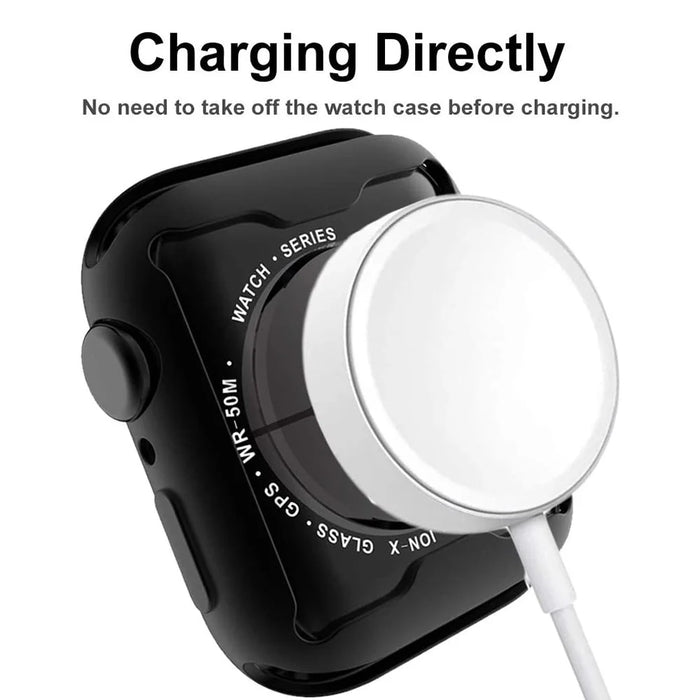 For Apple Watch SE3 / SE2 / SE1 /  6 / 5 / 4 44mm Soft TPU Case Electroplating Watch Case Cover with Screen Protector - Black - 5
