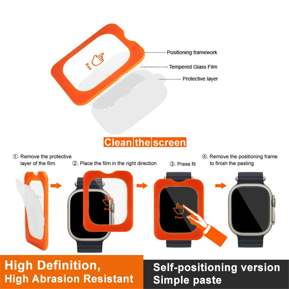 IMAK For Apple Watch Ultra 3 / Ultra 2 / Ultra 49mm Screen Protector with Alignment Tool Tempered Glass Film - 4
