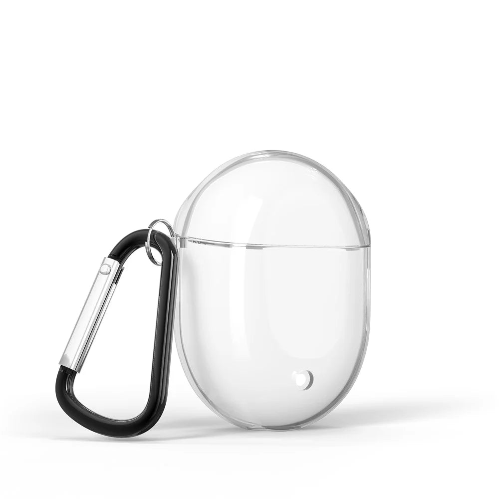 Solid Color TPU Case with Carabiner for Google Pixel Buds 2  - Transparent - 1