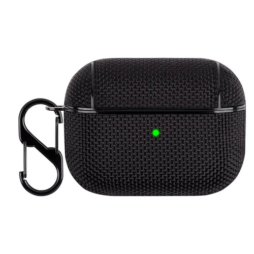 PC + Cloth Bluetooth-compatible Earphone Protection Case Cover with Buckle for AirPods Pro - Black - 1