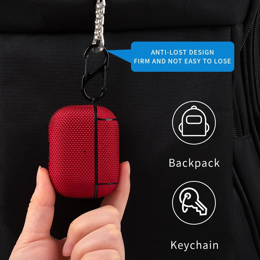 PC + Cloth Bluetooth-compatible Earphone Protection Case Cover with Buckle for AirPods Pro - Black - 3