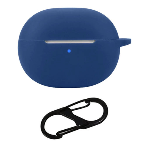 For 1MORE Q20 TWS Headset Silicone Case Anti-Scratch Wireless Earphone Cover with Hanging Buckle - Dark Blue - 1