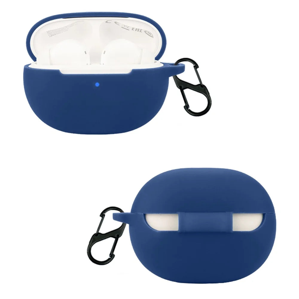 For 1MORE Q20 TWS Headset Silicone Case Anti-Scratch Wireless Earphone Cover with Hanging Buckle - Dark Blue - 2