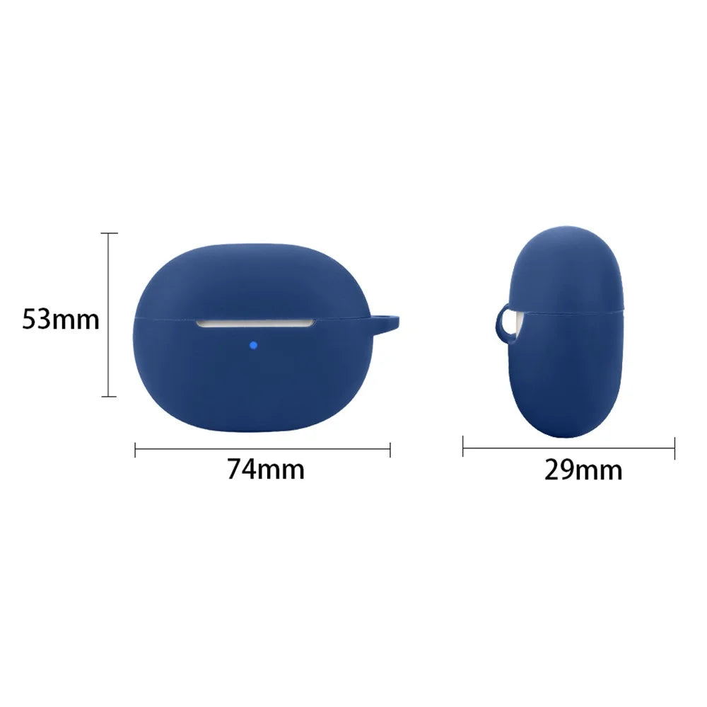 For 1MORE Q20 TWS Headset Silicone Case Anti-Scratch Wireless Earphone Cover with Hanging Buckle - Dark Blue - 4