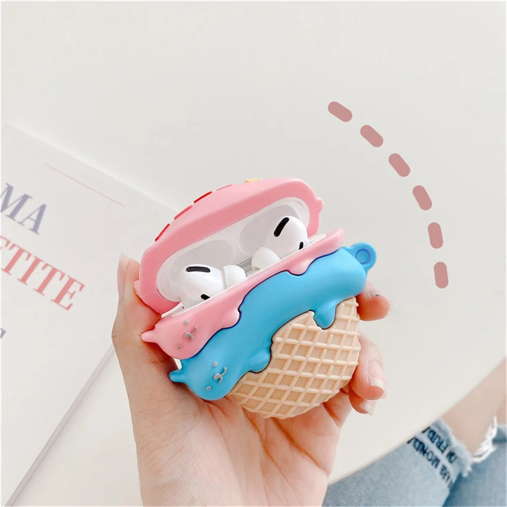 For AirPods Pro 2 / AirPods Pro Cartoon Cat Ice Cream Cover Silicone Earphone Case with Hanging Buckle - 2
