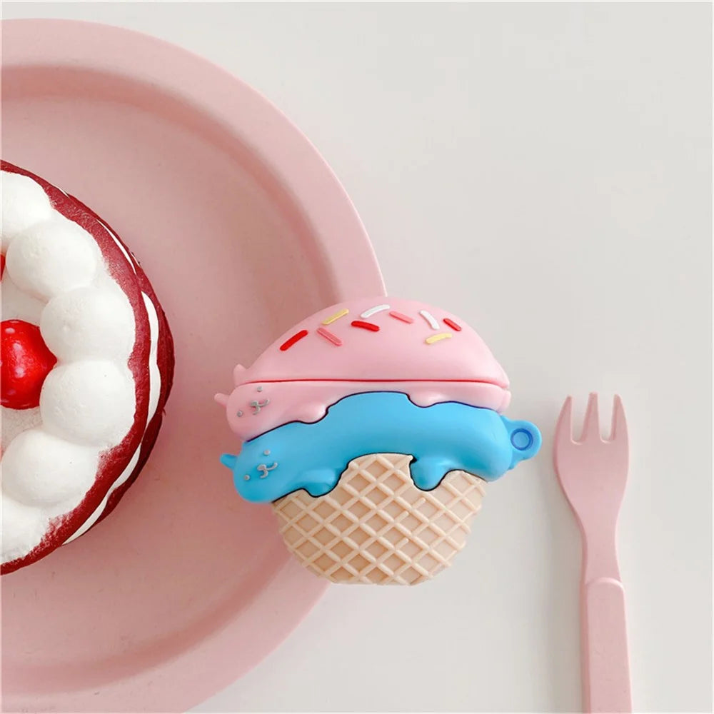 For AirPods Pro 2 / AirPods Pro Cartoon Cat Ice Cream Cover Silicone Earphone Case with Hanging Buckle - 3